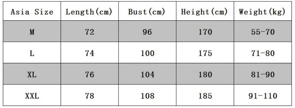 size chart