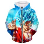 Angry Goku Super Saiyan God Blue Power Thunder Attack Zipper Hoodie