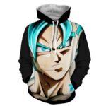 DBZ Son Goku Super Saiyan God Blue Portrait Stylish Hoodie