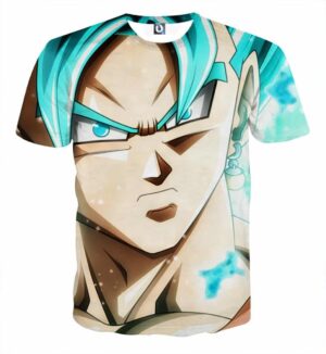 DBZ Son Goku Super Saiyan God Blue Portrait Stylish T-shirt