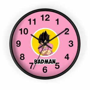 Dragon Ball Z Vegeta Badman Illustration Pink Wall Clock