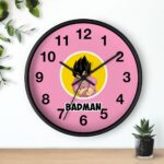 Dragon Ball Z Vegeta Badman Illustration Pink Wall Clock