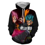 DBZ Black Goku Rose & Gohan God Blue Fan Art Style Hoodie