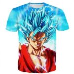 Angry Goku Super Saiyan God Blue Power Thunder SSGSS Cool Design T-Shirt