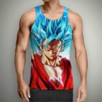 Angry Goku Super Saiyan God Blue Power Thunder SSGSS Tank Top