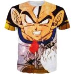 Angry Prince Vegeta Painting Art Style Full Print T-Shirt - Saiyan Stuff