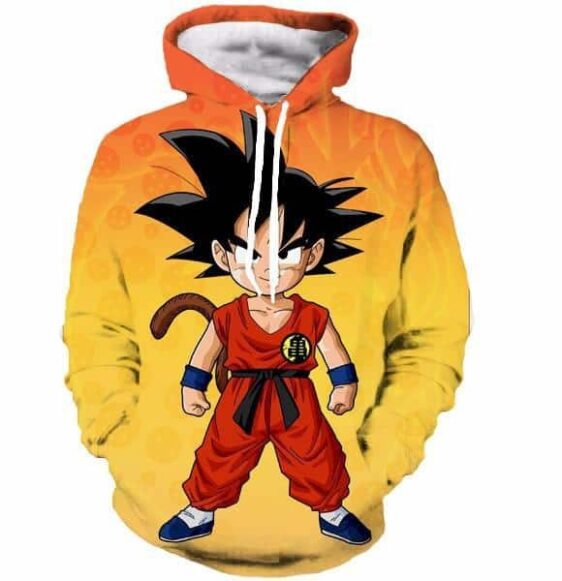 Cute Young Kid Goku Yellow Orange Dragon Ball 3D Hoodie - Saiyan Stuff