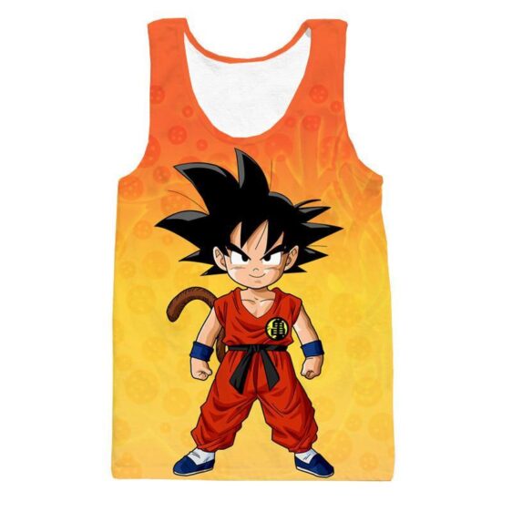 Cute Young Kid Goku Yellow Orange Dragon Ball 3D Tank Top - Saiyan Stuff