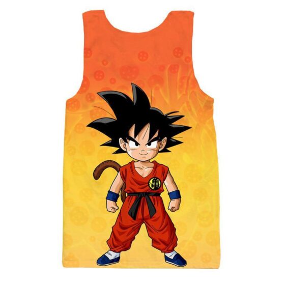 Cute Young Kid Goku Yellow Orange Dragon Ball 3D Tank Top - Saiyan Stuff