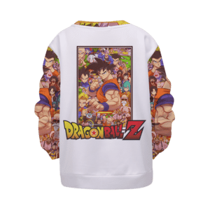 DBZ All Characters Awesome Art White Kids Pullover Sweater