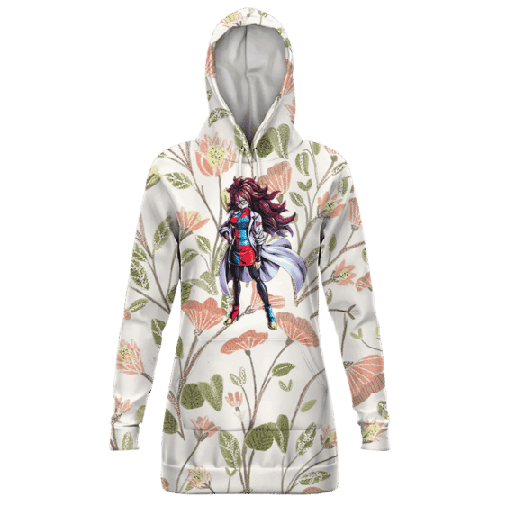 DBZ Android 21 Base Form Elegant Floral Hoodie Dress