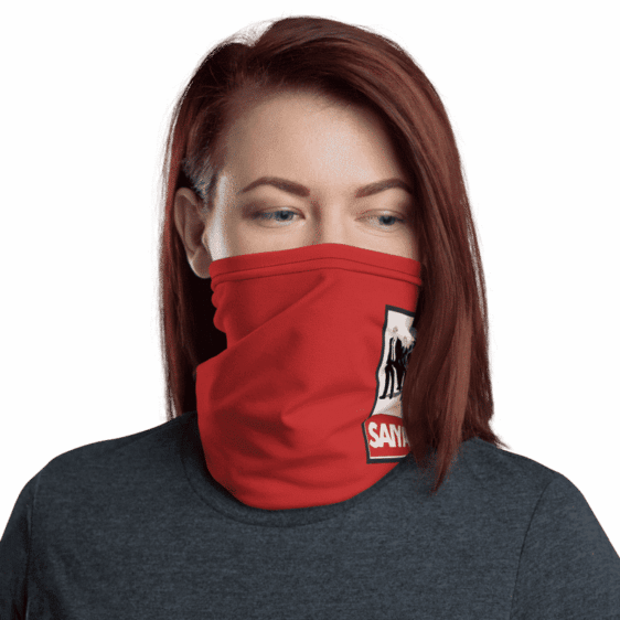 DBZ Badass Team Obey Inspired Red Face Covering Neck Gaiter