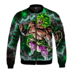 DBZ Broly Charging Awesome Art Green Black Bomber Jacket