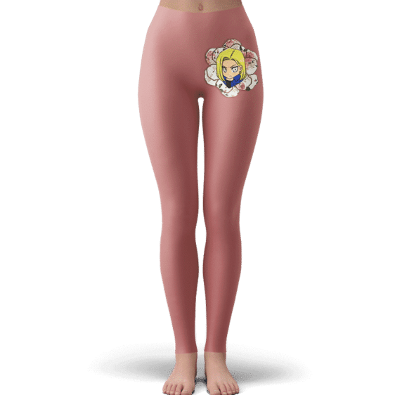 DBZ Chibi Android 18 Floral Background Gorgeous Yoga Pants