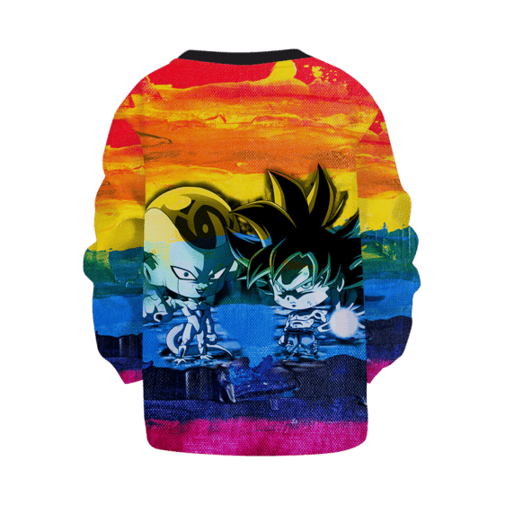 DBZ Chibi Frieza Goku Poster Paint Artistic Colorful Kids Sweatshirt