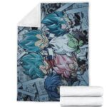 DBZ Chibi Zamasu Future Trunks Goku Black Vegeta Vegito Throw Blanket