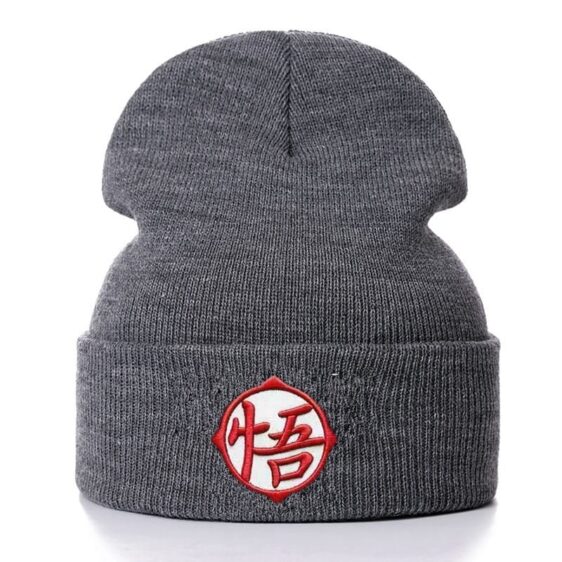 DBZ Embroidered Goku Training Kanji Gray Winter Beanie