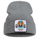 DBZ Gogeta Fusion Gym Barbell Workout Gray Winter Beanie