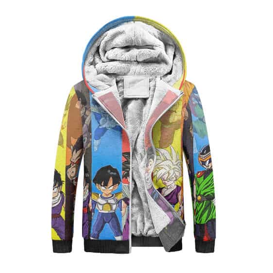 DBZ Gohan Evolutions Colorful Artwork Fleece Hooded Jacket