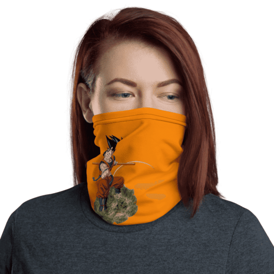 DBZ Goku Riding Weed Nug Orange Face Covering Neck Gaiter