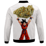 DBZ Goku Spirit Bomb Ganja Weed White Bomber Jacket - BACK