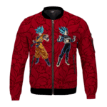 DBZ Goku Vegeta Mad Super Saiyan Blue Floral Red Cool Bomber Jacket