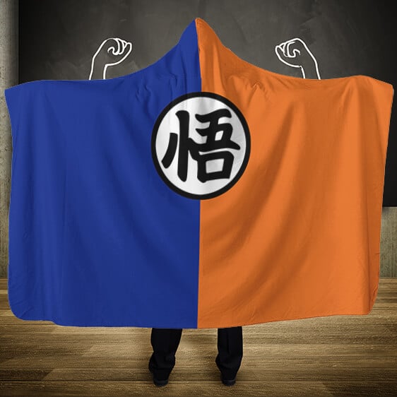 DBZ Goku Wisdom Logo Blue Orange Hooded Blanket