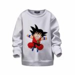 DBZ Jumping Kid Goku In His Training Suit Kids Sweatshirt