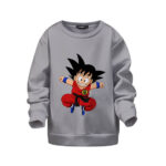 DBZ Jumping Kid Goku In His Training Suit Kids Sweatshirt