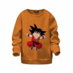 DBZ Jumping Kid Goku In His Training Suit Kids Sweatshirt