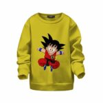 DBZ Jumping Kid Goku In His Training Suit Kids Sweatshirt