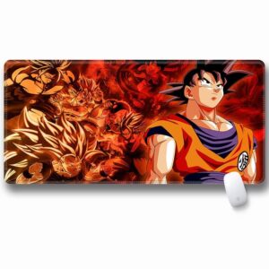 DBZ Series Goku Forms And Battle Red Large Desk Mouse Pad