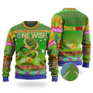 DBZ Shenron One Wish Art Ugly Christmas Sweatshirt