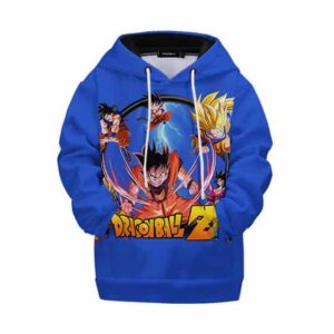 DBZ Son Goku Super Saiyan Forms Kids Long Sleeve Hoodie