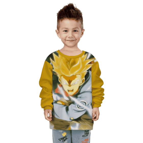 DBZ Super Saiyan Future Trunks Angry Yellow Kids Sweatshirt