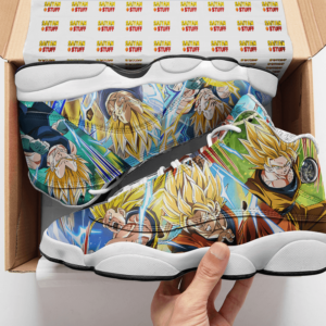 DBZ Super Saiyan Goku And Vegeta All Over Print Basketball Sneakers - Mockup 2