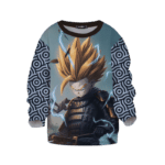 DBZ Trunks Samurai Fan Art Japanese Pattern Kids Sweatshirt