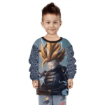 DBZ Trunks Samurai Fan Art Japanese Pattern Kids Sweatshirt