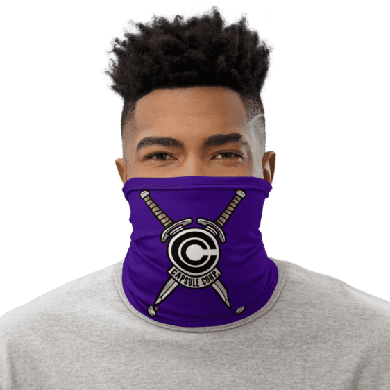 DBZ Trunks Sword Capsule Corp Blue Face Covering Neck Gaiter