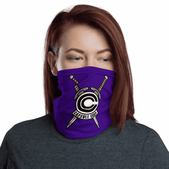 DBZ Trunks Sword Capsule Corp Blue Face Covering Neck Gaiter