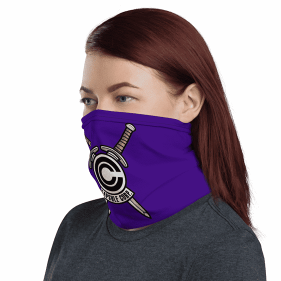 DBZ Trunks Sword Capsule Corp Blue Face Covering Neck Gaiter