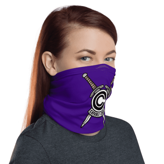 DBZ Trunks Sword Capsule Corp Blue Face Covering Neck Gaiter