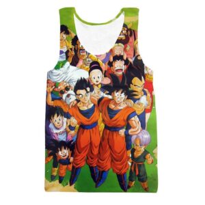 DBZ All Dragon Ball Character Together Happy Friends Manga Design Tank Top