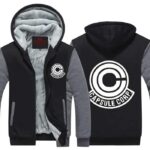 DBZ Capsule Corp Logo Black & Gray Zip Up Hooded Jacket