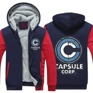 DBZ Capsule Corp Red & Blue Fashionable Zip Up Hooded Jacket