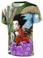 DBZ Cute Goku Kid Flying Nimbus Shenron Dragon God Vibrant Design T-Shirt