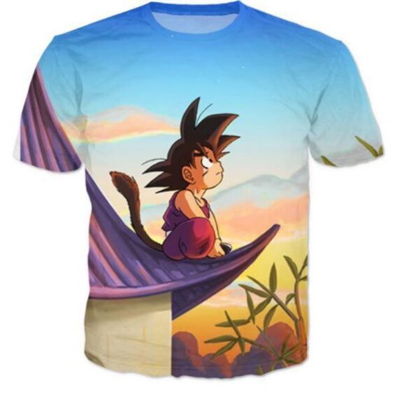 DBZ Cute Kid Goku Sitting Sky All Over Print T-Shirt - Saiyan Stuff