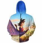 DBZ Cute Kid Goku Sitting Sky Full Print Zip Up Hoodie - Saiyan Stuff