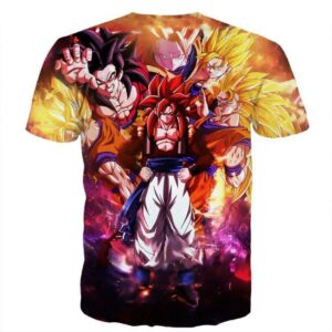 DBZ Gogeta Goku Vegeta Super Saiyan Powerful Lightning Thunder Design T-Shirt - Saiyan Stuff - 2