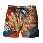 DBZ Goku Fight Majin Vegeta Super Saiyan Fan Art Style Casual Wear Shorts